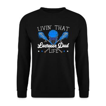 Livin' That Lacrosse Dad Life Torwartsport - Unisex Pullover - Schwarz - Vorne - Alina (178cm) & Michal (187cm)