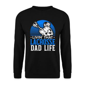 Livin' That Lacrosse Dad Life Torwartsport - Unisex Pullover - Schwarz - Vorne - Alina (178cm) & Michal (187cm)