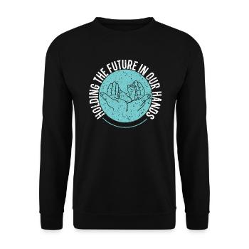 Die Zukunft in den Händen halten Hebammenhebamme - Unisex Pullover - Schwarz - Vorne - Alina (178cm) & Michal (187cm)