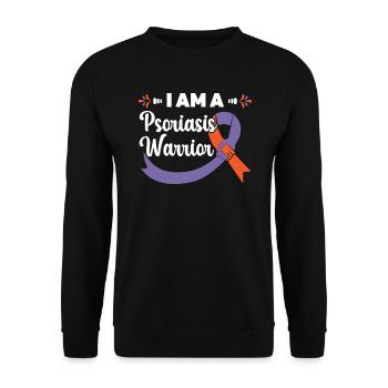Ich bin ein Psoriasis-Krieger Hautkrankheit Psoriasis - Unisex Pullover - Schwarz - Vorne - Alina (178cm) & Michal (187cm)