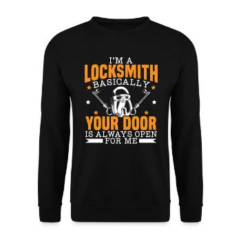 I'm A Locksmith Locksmithing Lock Picking Keyhole - Unisex Sweatshirt - black - Front - Alina (178cm) & Michal (187cm)