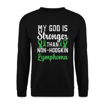 Mein Gott ist stärker als das Non-Hodgkin-Lymphom - Unisex Pullover - Schwarz - Vorne - Alina (178cm) & Michal (187cm)