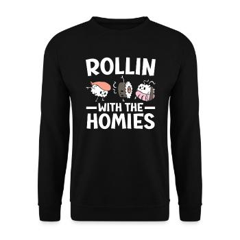 Rollin' With The Homies Food Lover Japanisches Sushi - Unisex Pullover - Schwarz - Vorne - Alina (178cm) & Michal (187cm)