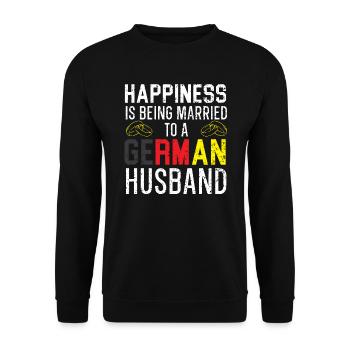 Mit einem deutschen Ehemann verheiratet sein Ehefrau Deutschland - Unisex Pullover - Schwarz - Vorne - Alina (178cm) & Michal (187cm)
