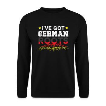 Ich habe deutsche Wurzeln Deutschland Deutschland Flagge - Unisex Pullover - Schwarz - Vorne - Alina (178cm) & Michal (187cm)