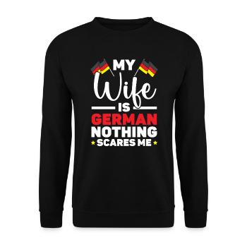 My Wife Is German Nothing Scares Me Germany Flag - Unisex Sweatshirt - black - Front - Alina (178cm) & Michal (187cm)