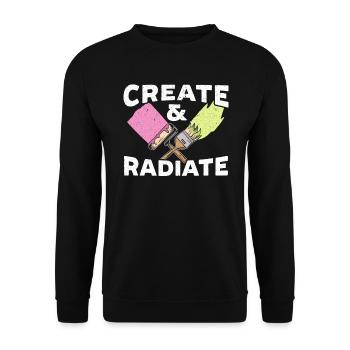 Kunst schaffen und ausstrahlen Kunstlehrer Künstler Maler - Unisex Pullover - Schwarz - Vorne - Alina (178cm) & Michal (187cm)