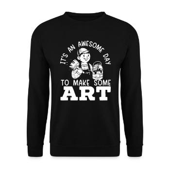 It's An Awesome Day To Make Art Teacher Painter - Unisex Sweatshirt - black - Front - Alina (178cm) & Michal (187cm)