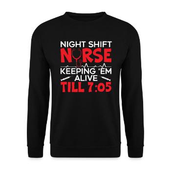 Night Shift Nurse Graveyard Shift Worker Employee - Unisex Sweatshirt - black - Front - Alina (178cm) & Michal (187cm)