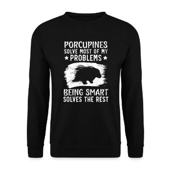 Porcupine Lover Rodent Pet Spine Wildlife Animal - Unisex Sweatshirt - black - Front - Alina (178cm) & Michal (187cm)