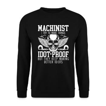 Machiniste Machine Artisan Fabricant CNC - Sweat-shirt Unisexe - noir - Devant - Alina (178cm) & Michal (187cm)