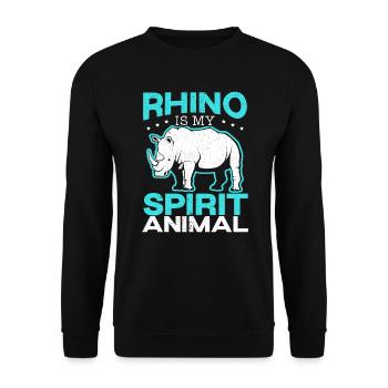 Nashorn ist mein Geistertier Nashorn Wildtier - Unisex Pullover - Schwarz - Vorne - Alina (178cm) & Michal (187cm)
