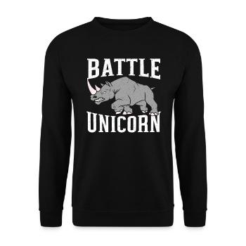Kampf Einhorn Nashorn Wildlife Herbivore Nashorn - Unisex Pullover - Schwarz - Vorne - Alina (178cm) & Michal (187cm)