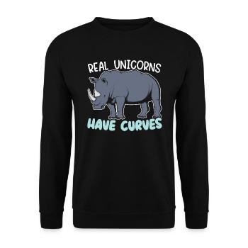 Real Unicorns Have Curves Rhinocerus Wildlife - Unisex Sweatshirt - black - Front - Alina (178cm) & Michal (187cm)