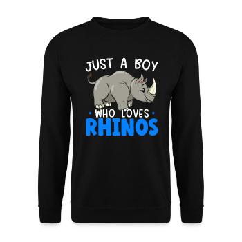 Nur ein Junge, der Nashörner liebt Nashorn Wildlife - Unisex Pullover - Schwarz - Vorne - Alina (178cm) & Michal (187cm)