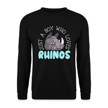 Nur ein Junge, der Nashörner liebt Nashorn Wildlife - Unisex Pullover - Schwarz - Vorne - Alina (178cm) & Michal (187cm)