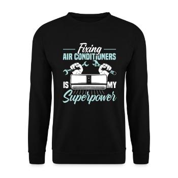 Das Reparieren von Klimaanlagen ist meine Superpower-HLK - Unisex Pullover - Schwarz - Vorne - Alina (178cm) & Michal (187cm)