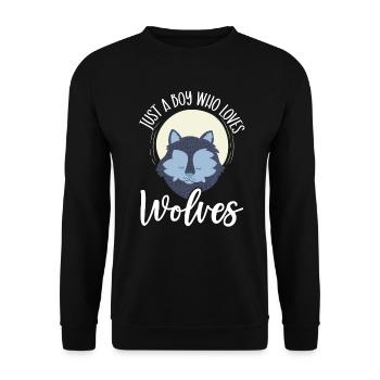 Just A Boy Who Loves Wolves Wolf Wildlife Animal - Unisex Sweatshirt - black - Front - Alina (178cm) & Michal (187cm)
