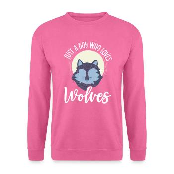 Nur ein Junge, der Wölfe liebt Wolf Wildtier Tier - Unisex Pullover - Pink - Vorne