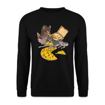 Wolf Pizza Wolf Lover Wildlife Animal Zookeeper - Unisex Sweatshirt - black - Front - Alina (178cm) & Michal (187cm)