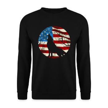 American Wolf Lover Wildlife Animal Zookeeper USA - Unisex Sweatshirt - black - Front - Alina (178cm) & Michal (187cm)