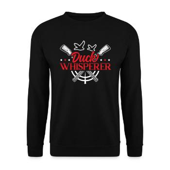 Entenflüsterer Wasservögel Jagd Tierjäger - Unisex Pullover - Schwarz - Vorne - Alina (178cm) & Michal (187cm)
