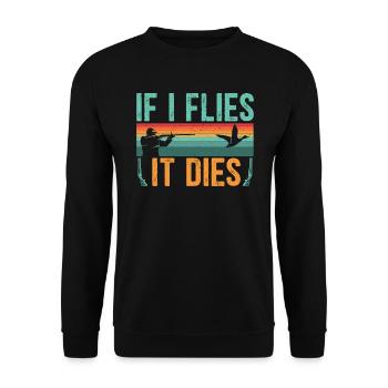 Wenn es fliegt, stirbt es Wasservogeljäger - Unisex Pullover - Schwarz - Vorne - Alina (178cm) & Michal (187cm)