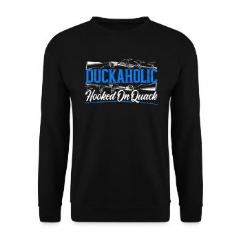 Duckaholic Hooked On Quack Waterfowl Hunting - Unisex Sweatshirt - black - Front - Alina (178cm) & Michal (187cm)