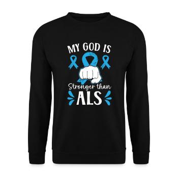Mein Gott ist stärker als ALS Awareness Christian - Unisex Pullover - Schwarz - Vorne - Alina (178cm) & Michal (187cm)