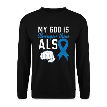 Mein Gott ist stärker als ALS Awareness Christian - Unisex Pullover - Schwarz - Vorne - Alina (178cm) & Michal (187cm)