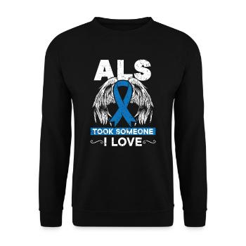 ALS nahm jemanden, den ich liebe ALS-Sensibilisierungsunterstützer - Unisex Pullover - Schwarz - Vorne - Alina (178cm) & Michal (187cm)