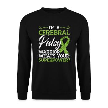 Cerebral Palsy Warrior What's Your Superpower - Unisex Sweatshirt - black - Front - Alina (178cm) & Michal (187cm)