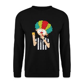 Clown Referee Game Official Sportsmanship Whistle - Unisex Sweatshirt - black - Front - Alina (178cm) & Michal (187cm)