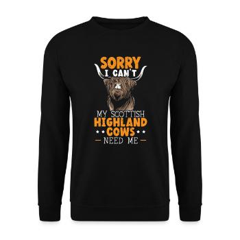 Désolé, je ne peux pas mes vaches Scottist Highland ont besoin de moi - Sweat-shirt Unisexe - noir - Devant - Alina (178cm) & Michal (187cm)