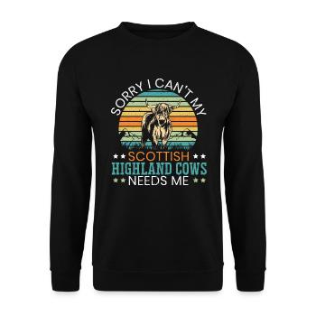 Désolé, je ne peux pas mes vaches Scottist Highland ont besoin de moi - Sweat-shirt Unisexe - noir - Devant - Alina (178cm) & Michal (187cm)