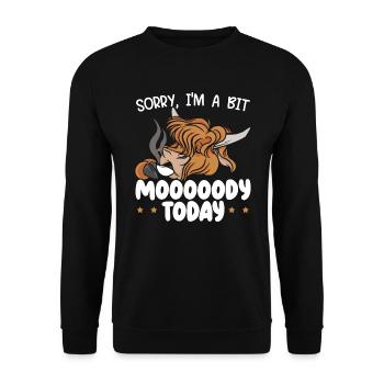 Je suis un peu lunatique aujourd’hui Scottist Highland Cow Lover - Sweat-shirt Unisexe - noir - Devant - Alina (178cm) & Michal (187cm)