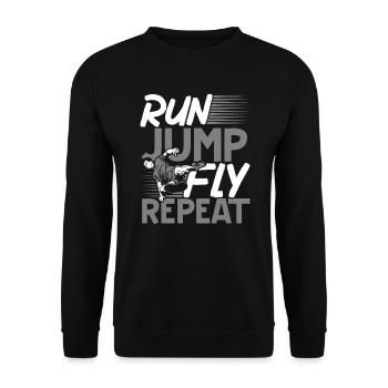 Run Jump Fly Repeat Parkour Extreme Sport Traceur - Unisex Pullover - Schwarz - Vorne - Alina (178cm) & Michal (187cm)