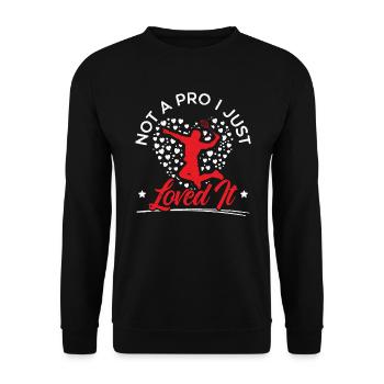 Not A Pro I Just Loved It Badminton Player Coach - Unisex Sweatshirt - black - Front - Alina (178cm) & Michal (187cm)