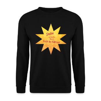 Stehe fest im Glitzer - Unisex Pullover - Schwarz - Vorne - Alina (178cm) & Michal (187cm)