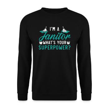 Je suis un concierge Quel est votre gardien de superpuissance - Sweat-shirt Unisexe - noir - Devant - Alina (178cm) & Michal (187cm)