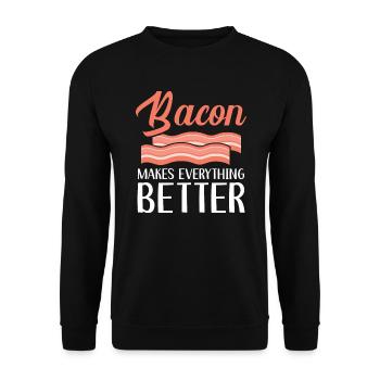 Speck macht alles besser Fleisch Ketogene Diät - Unisex Pullover - Schwarz - Vorne - Alina (178cm) & Michal (187cm)