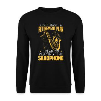 Retired Saxophonist Instrumentalist Saxophone - Unisex Sweatshirt - black - Front - Alina (178cm) & Michal (187cm)