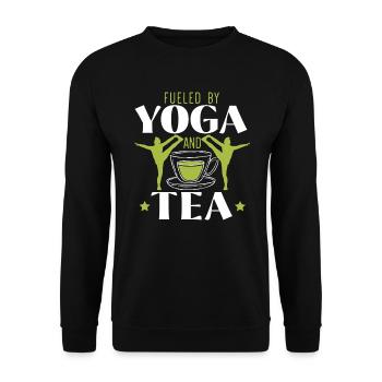 Fueled By Yoga And Tee Exercise Meditate Yoga - Unisex Sweatshirt - black - Front - Alina (178cm) & Michal (187cm)