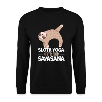 Sloth Yoga Never Skip Savasana Fitness Yoga Sloth - Unisex Sweatshirt - black - Front - Alina (178cm) & Michal (187cm)