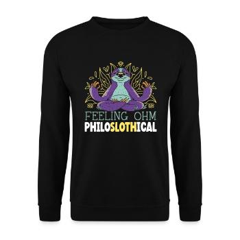 Fühlen Philoslothical Fitness Yoga Meditieren Faultier - Unisex Pullover - Schwarz - Vorne - Alina (178cm) & Michal (187cm)