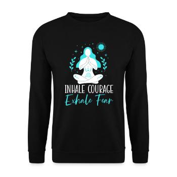 Inhale Courage Exhale Fear Spiritual Fitness Yoga - Unisex Sweatshirt - black - Front - Alina (178cm) & Michal (187cm)
