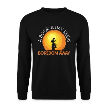 A Book A Day Keeps Boredom Away Bookworm Reading - Unisex Sweatshirt - black - Front - Alina (178cm) & Michal (187cm)