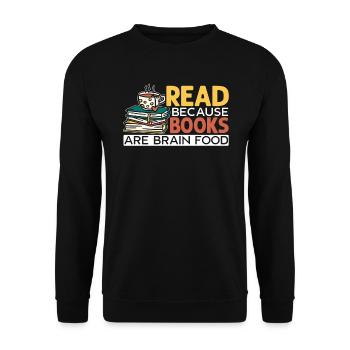 Read Because Books Are Brain Food Bookworm - Unisex Sweatshirt - black - Front - Alina (178cm) & Michal (187cm)
