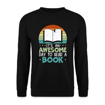C’est une journée géniale pour lire un rat de bibliothèque - Sweat-shirt Unisexe - noir - Devant - Alina (178cm) & Michal (187cm)