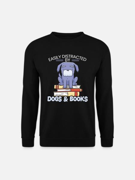 Easily Distracted By Dogs & Books Puppy Bookworm - Unisex Sweatshirt - black